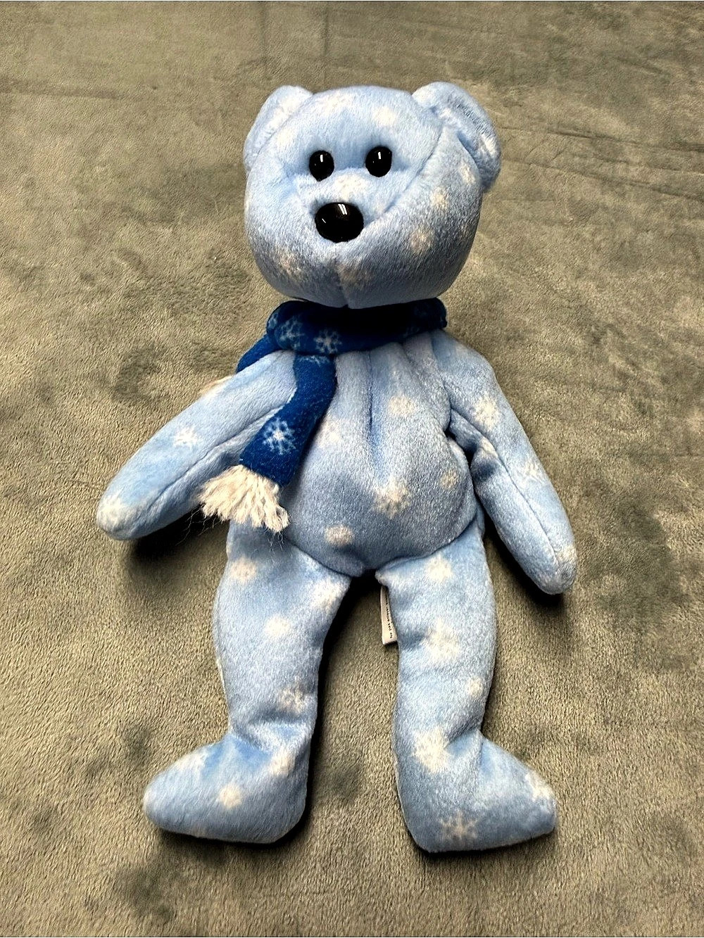 TY 1999 Holiday Teddy Blue Snowflake Bear Plush Scarf Vintage
